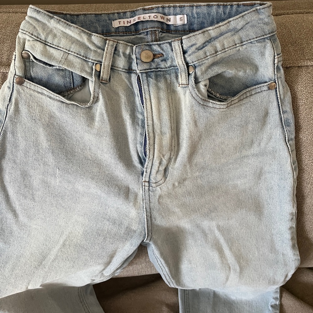 Juniors Tinseltown Faded Light Blue High-Rise Jeans